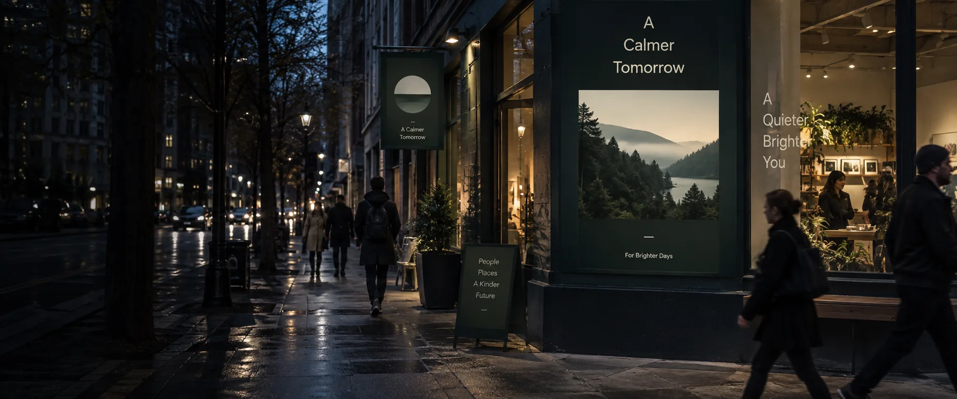 Cohesive brand campaign operating across storefront and outdoor signage